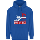 Emergency Motorbike Biker Motorcycle Mens 80% Cotton Hoodie Royal Blue