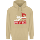 Emergency Motorbike Biker Motorcycle Mens 80% Cotton Hoodie Sand