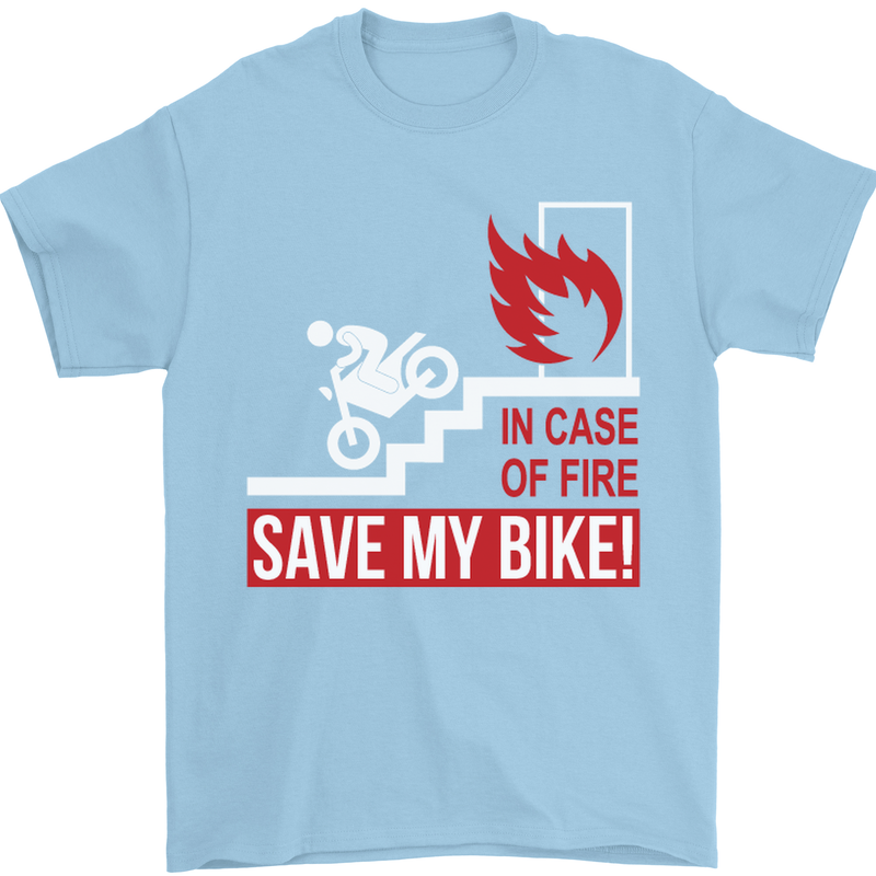 Emergency Motorbike Biker Motorcycle Mens T-Shirt Cotton Gildan Light Blue