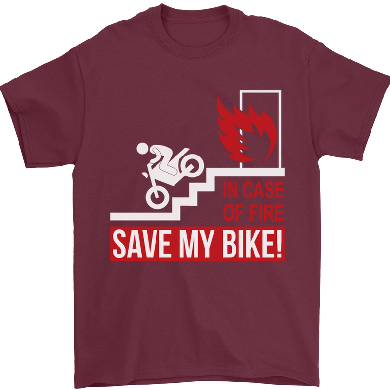 Emergency Motorbike Biker Motorcycle Mens T-Shirt Cotton Gildan Maroon