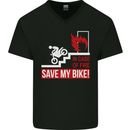Emergency Motorbike Biker Motorcycle Mens V-Neck Cotton T-Shirt Black
