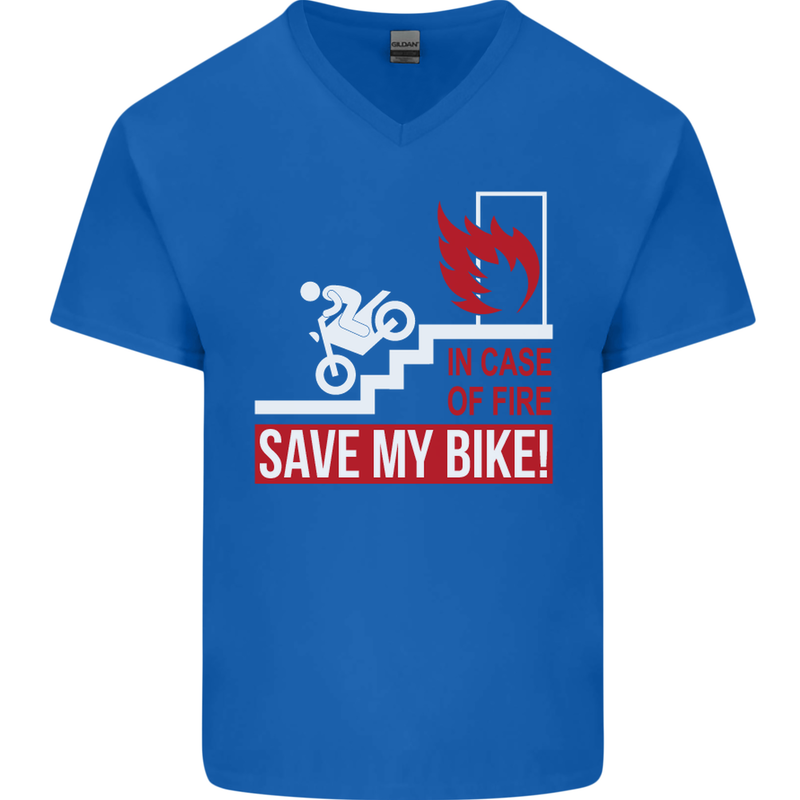 Emergency Motorbike Biker Motorcycle Mens V-Neck Cotton T-Shirt Royal Blue