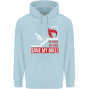 Emergency Save My Bike Motorcycle Biker Childrens Kids Hoodie Light Blue