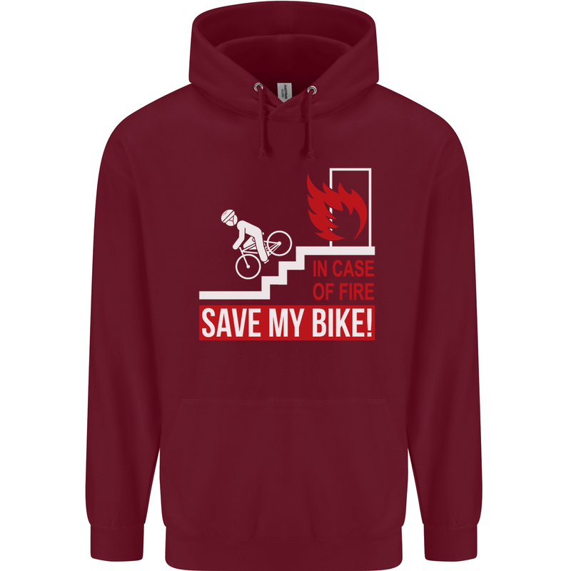 Emergency Save My Bike Motorcycle Biker Childrens Kids Hoodie Maroon