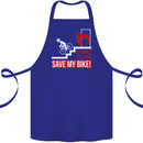Emergency Save My Bike Motorcycle Biker Cotton Apron 100% Organic Royal Blue