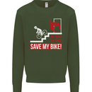 Emergency Save My Bike Motorcycle Biker Kids Sweatshirt Jumper Forest Green