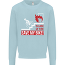 Emergency Save My Bike Motorcycle Biker Kids Sweatshirt Jumper Light Blue