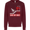 Emergency Save My Bike Motorcycle Biker Kids Sweatshirt Jumper Maroon