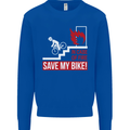 Emergency Save My Bike Motorcycle Biker Kids Sweatshirt Jumper Royal Blue