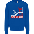 Emergency Save My Bike Motorcycle Biker Kids Sweatshirt Jumper Royal Blue