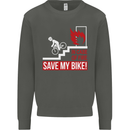 Emergency Save My Bike Motorcycle Biker Kids Sweatshirt Jumper Storm Grey