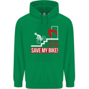 Emergency Save My Bike Motorcycle Biker Mens 80% Cotton Hoodie Irish Green