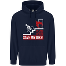 Emergency Save My Bike Motorcycle Biker Mens 80% Cotton Hoodie Navy Blue