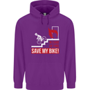Emergency Save My Bike Motorcycle Biker Mens 80% Cotton Hoodie Purple