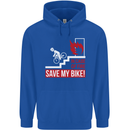 Emergency Save My Bike Motorcycle Biker Mens 80% Cotton Hoodie Royal Blue