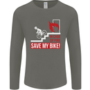 Emergency Save My Bike Motorcycle Biker Mens Long Sleeve T-Shirt Charcoal