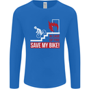 Emergency Save My Bike Motorcycle Biker Mens Long Sleeve T-Shirt Royal Blue