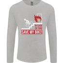 Emergency Save My Bike Motorcycle Biker Mens Long Sleeve T-Shirt Sports Grey