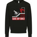 Emergency Save My Bike Motorcycle Biker Mens Sweatshirt Jumper Black