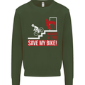 Emergency Save My Bike Motorcycle Biker Mens Sweatshirt Jumper Forest Green