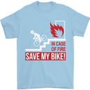 Emergency Save My Bike Motorcycle Biker Mens T-Shirt Cotton Gildan Light Blue