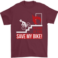 Emergency Save My Bike Motorcycle Biker Mens T-Shirt Cotton Gildan Maroon