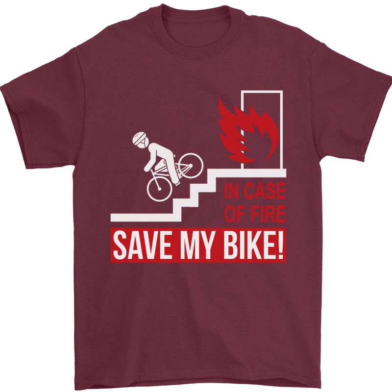 Emergency Save My Bike Motorcycle Biker Mens T-Shirt Cotton Gildan Maroon