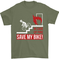 Emergency Save My Bike Motorcycle Biker Mens T-Shirt Cotton Gildan Military Green
