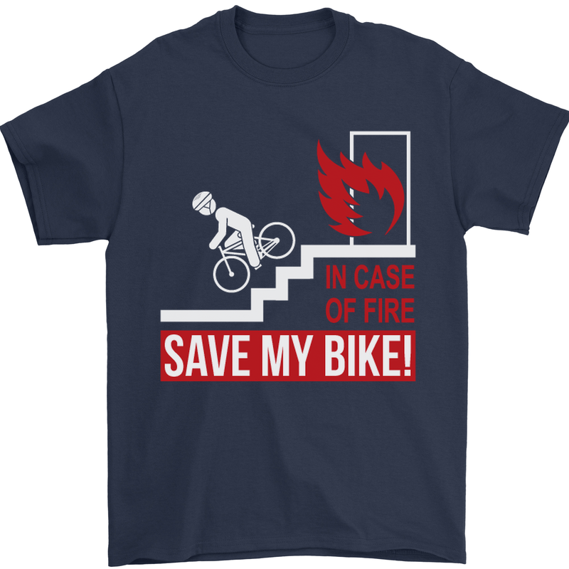 Emergency Save My Bike Motorcycle Biker Mens T-Shirt Cotton Gildan Navy Blue