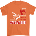 Emergency Save My Bike Motorcycle Biker Mens T-Shirt Cotton Gildan Orange
