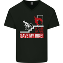 Emergency Save My Bike Motorcycle Biker Mens V-Neck Cotton T-Shirt Black