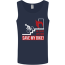 Emergency Save My Bike Motorcycle Biker Mens Vest Tank Top Navy Blue