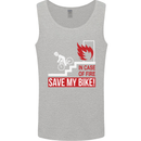 Emergency Save My Bike Motorcycle Biker Mens Vest Tank Top Sports Grey