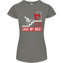Emergency Save My Bike Motorcycle Biker Womens Petite Cut T-Shirt Charcoal
