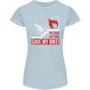Emergency Save My Bike Motorcycle Biker Womens Petite Cut T-Shirt Light Blue