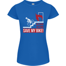 Emergency Save My Bike Motorcycle Biker Womens Petite Cut T-Shirt Royal Blue