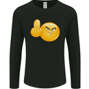 Emoji Middle Finger Flip Funny Offensive Mens Long Sleeve T-Shirt Black