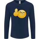 Emoji Middle Finger Flip Funny Offensive Mens Long Sleeve T-Shirt Navy Blue