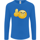 Emoji Middle Finger Flip Funny Offensive Mens Long Sleeve T-Shirt Royal Blue