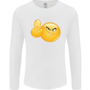 Emoji Middle Finger Flip Funny Offensive Mens Long Sleeve T-Shirt White