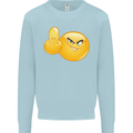 Emoji Middle Finger Flip Funny Offensive Mens Sweatshirt Jumper Light Blue