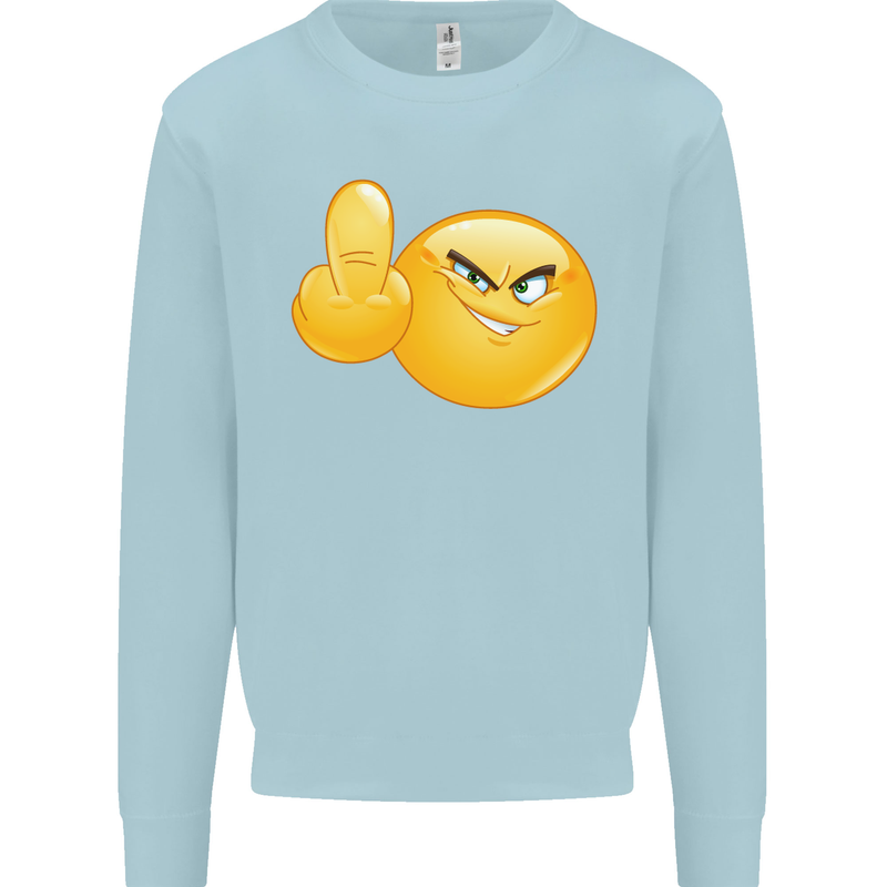 Emoji Middle Finger Flip Funny Offensive Mens Sweatshirt Jumper Light Blue