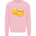 Emoji Middle Finger Flip Funny Offensive Mens Sweatshirt Jumper Light Pink