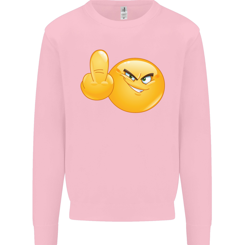 Emoji Middle Finger Flip Funny Offensive Mens Sweatshirt Jumper Light Pink