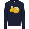 Emoji Middle Finger Flip Funny Offensive Mens Sweatshirt Jumper Navy Blue
