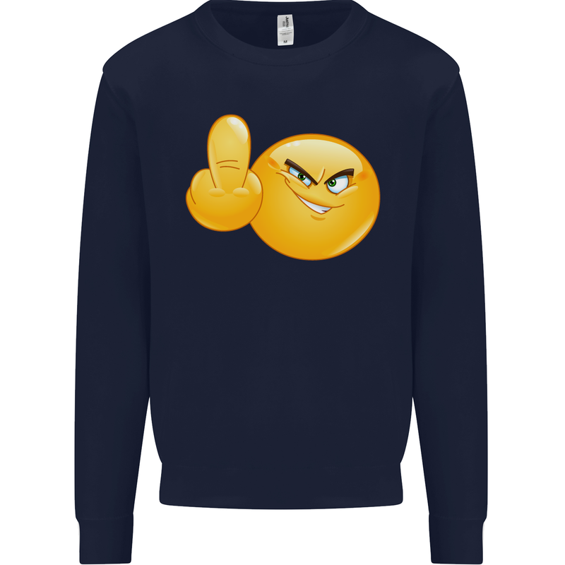 Emoji Middle Finger Flip Funny Offensive Mens Sweatshirt Jumper Navy Blue