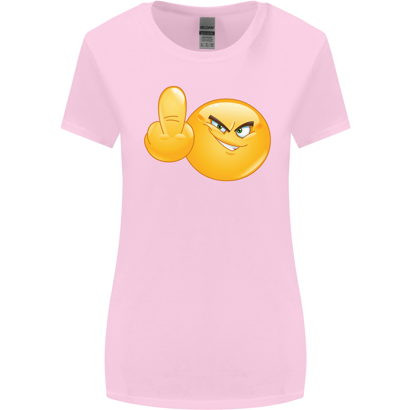 Emoji Middle Finger Flip Funny Offensive Womens Wider Cut T-Shirt Light Pink