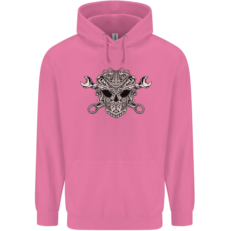 Engine Skull Mechanic Car Biker Motorbike Childrens Kids Hoodie Azalea