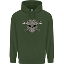 Engine Skull Mechanic Car Biker Motorbike Childrens Kids Hoodie Forest Green