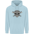 Engine Skull Mechanic Car Biker Motorbike Childrens Kids Hoodie Light Blue